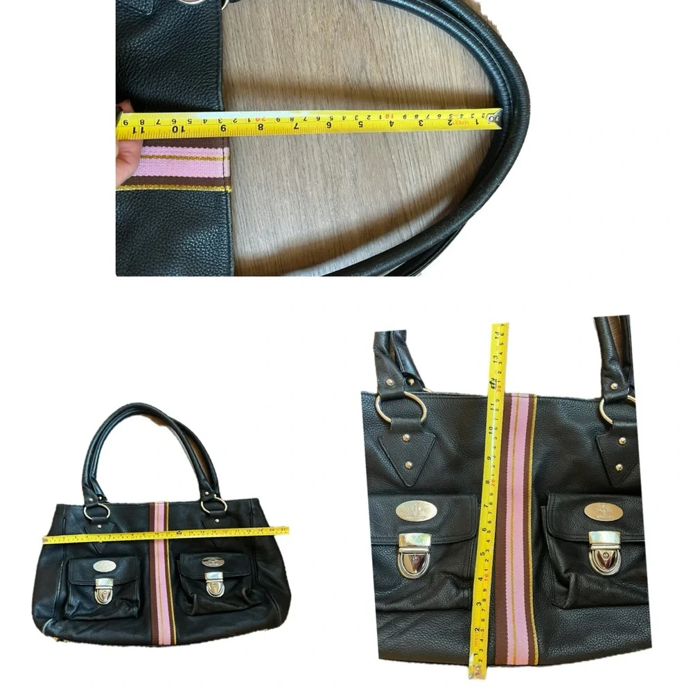 Black Leather Christine Price Baby Bag with Pink Accents